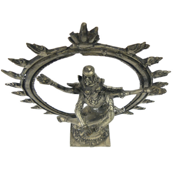 Statuette Shiva Nataraja dansant en métal argenté Idole religieuse hindoue (dessus)