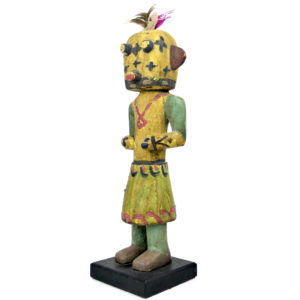 Poupée Kachina jaune aux petites oreilles plates en bois sculpté Culture Hopi (3/4)