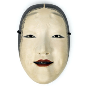 Masque de femme Masukami Onna en hinoki période Heisei théâtre nô (face)