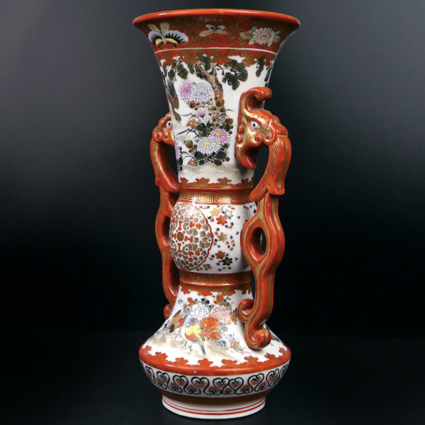 Vase aux dragons rouges japonais en porcelaine de l’ère Meiji (3/4)