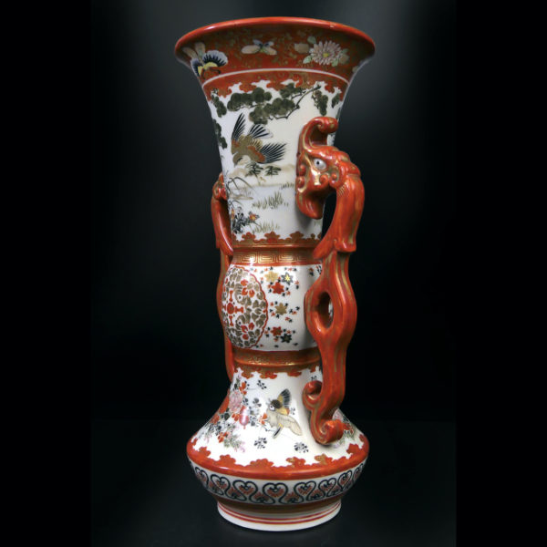 Vase aux dragons rouges japonais en porcelaine de l’ère Meiji (3/4)