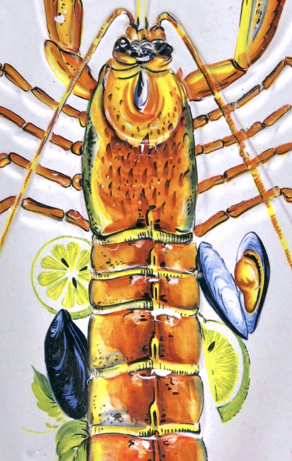 Grand plat Homard en céramique des années 60 Artisanat italien (détail)