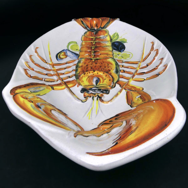 Grand plat Homard en céramique des années 60 Artisanat italien (dessus 3/4)