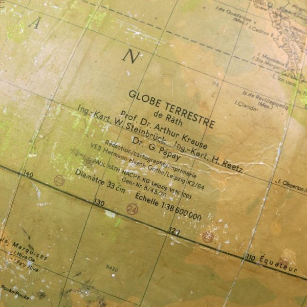 Grand globe terrestre de bureau vintage de Räth fabriqué en Allemagne de l'Est RDA – Image 3