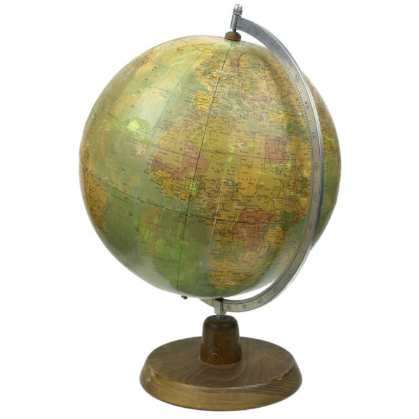 Grand globe terrestre de bureau vintage de Räth fabriqué en Allemagne de l'Est RDA (3/4 dos)