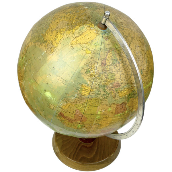 Grand globe terrestre de bureau vintage de Räth fabriqué en Allemagne de l'Est RDA (dessus 3/4)