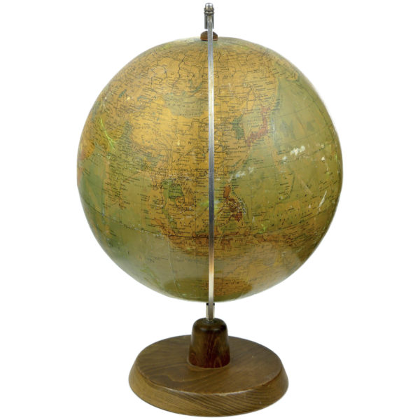 Grand globe terrestre de bureau vintage de Räth fabriqué en Allemagne de l'Est RDA (dos)