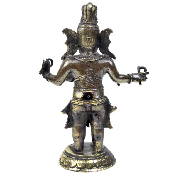 Statuette Ganesh debout aux 4 bras en laiton Idole religieuse hindoue (dos)