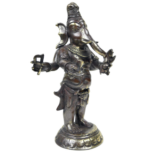 Statuette Ganesh debout aux 4 bras en laiton Idole religieuse hindoue (3/4)