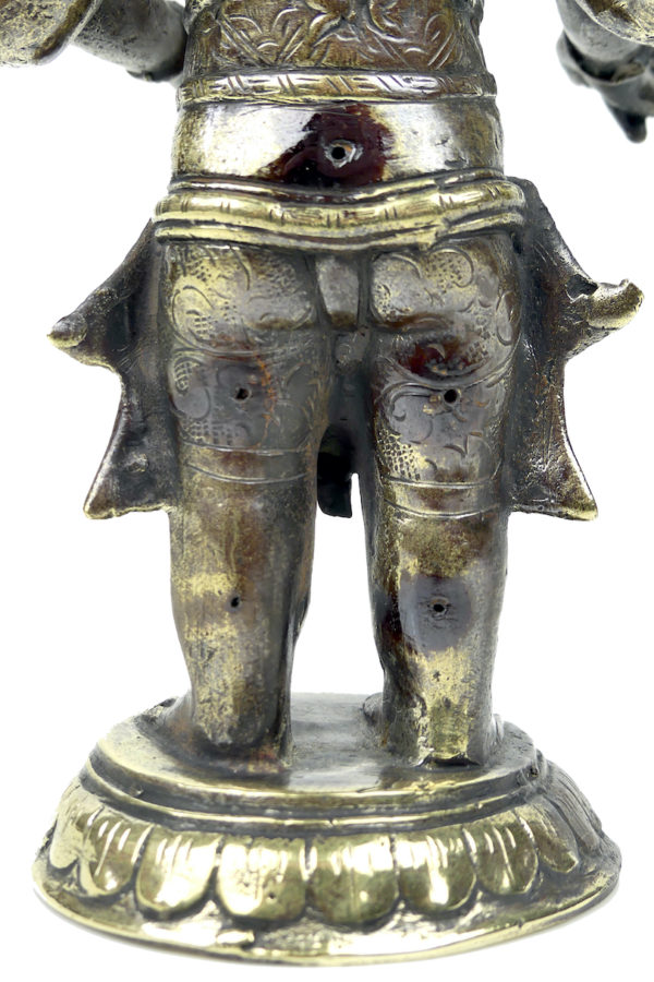 Statuette Ganesh debout aux 4 bras en laiton Idole religieuse hindoue (détail)