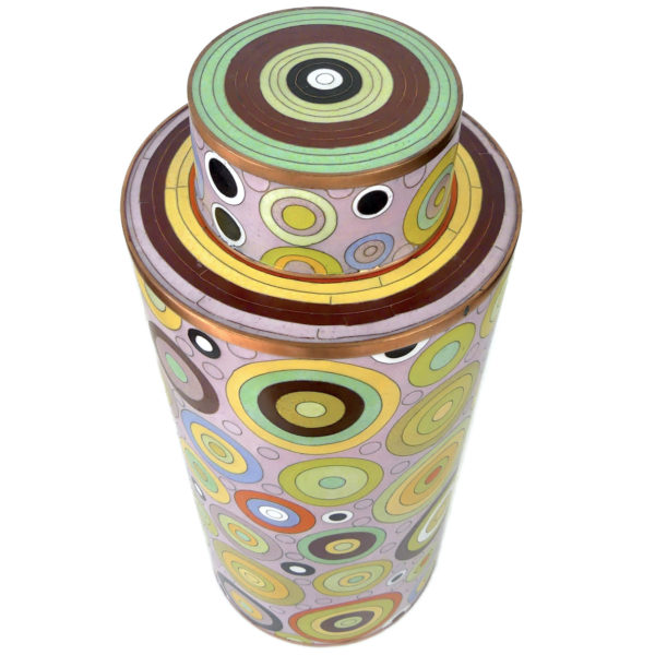 Pot long cloisonné Pop multicolore Fabienne Jouvin Design français (dessus 3/4)