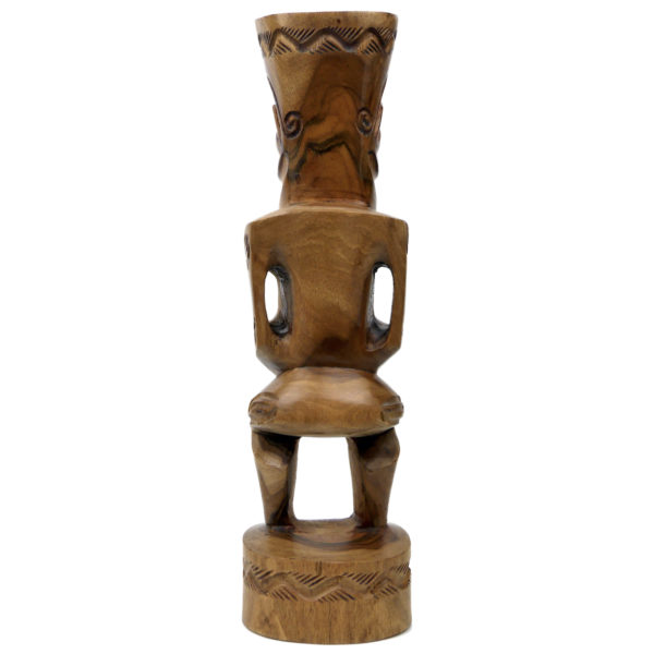Tiki tahitien couronné en bois de rose d’Océanie à belle patine Polynésie (dos)