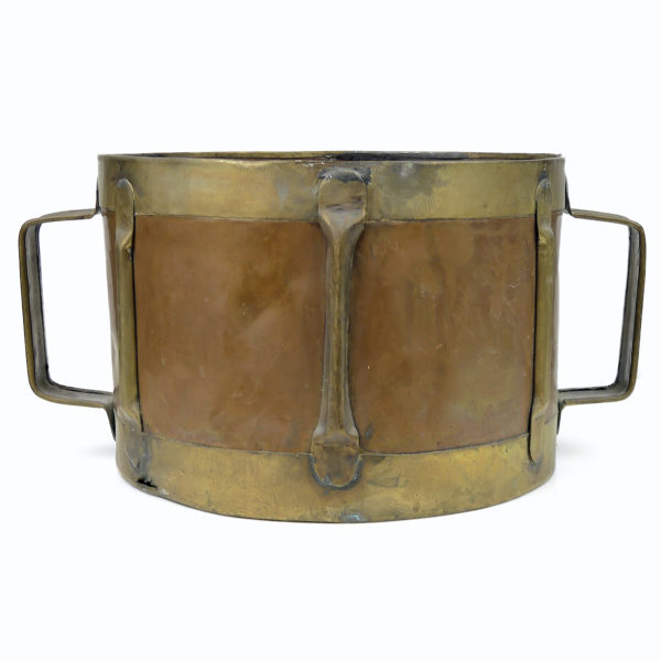 Settier boisseau de mesure en cuivre et laiton fabriquée à la main Curiosité rétro (face)