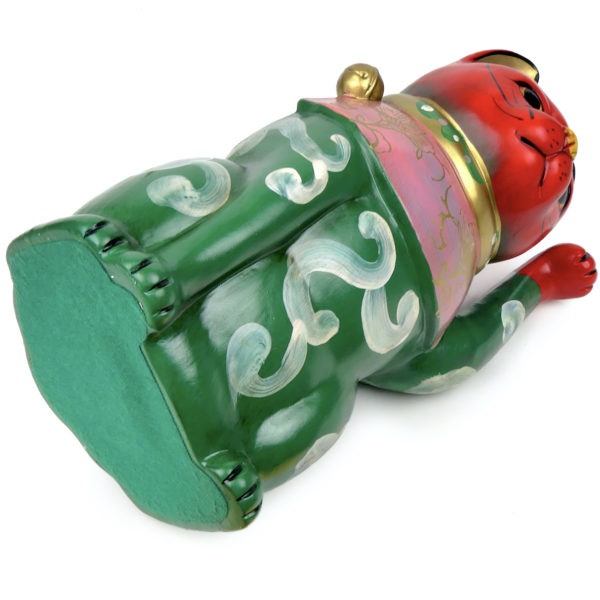 Maneki-neko patte gauche levée Chat porte-bonheur ancien en céramique Japon Shōwa (dessous 3/4)