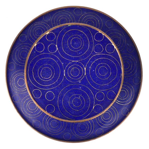 Pot cloisonné bleu biches et décor floral Fabienne Jouvin Paris (dessus)