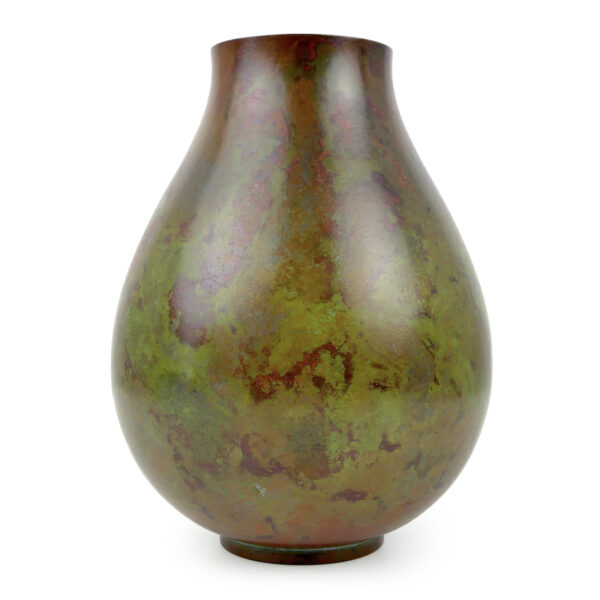 Petit vase bronze japonais vert patiné signé Toku Takaoka Japon Shōwa