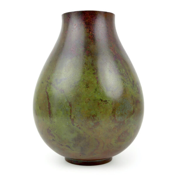 Petit vase bronze japonais vert patiné signé Toku Takaoka Japon Shōwa