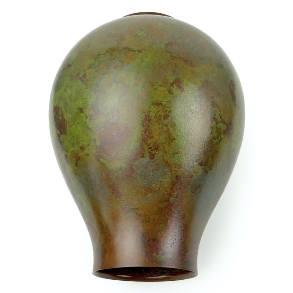 Petit vase bronze japonais vert patiné signé Toku Takaoka Japon Shōwa