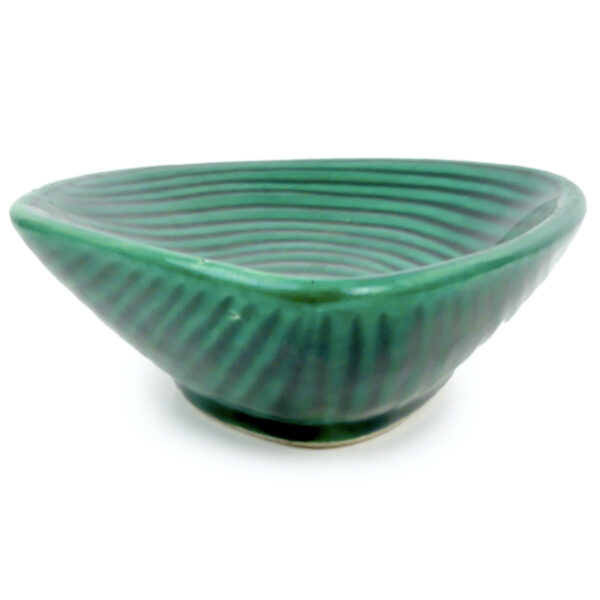 Vide-poche organique Vallauris en faïence vert profond Design 50 (profil)