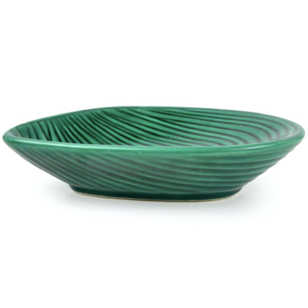 Vide-poche organique Vallauris en faïence vert profond Design 50 (profil)