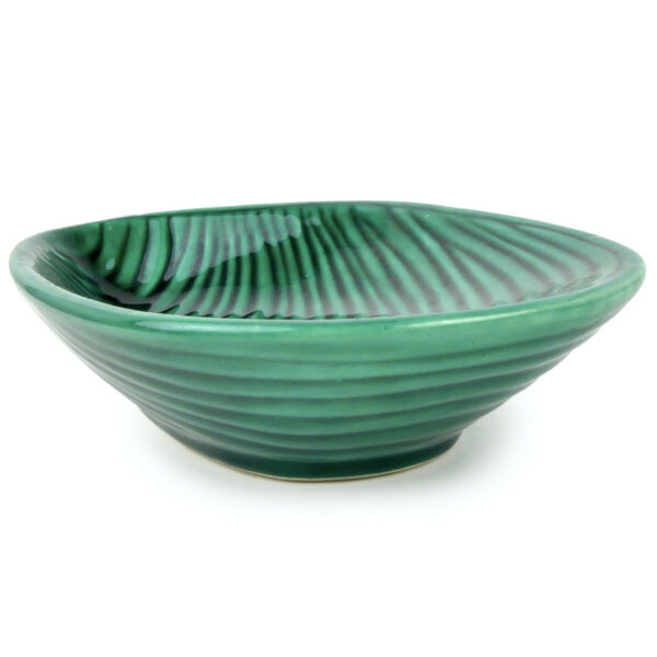 Vide-poche organique Vallauris en faïence vert profond Design 50 (profil)