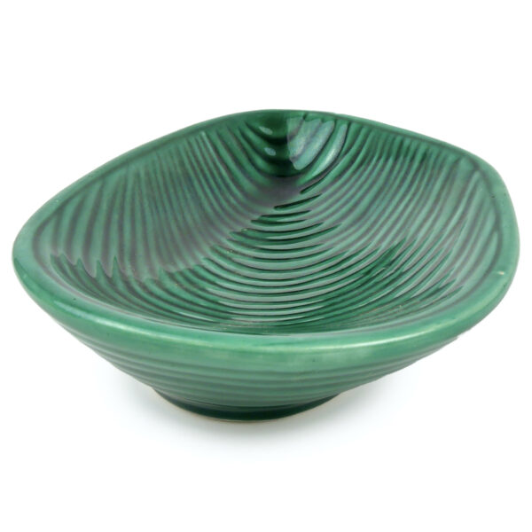 Vide-poche organique Vallauris en faïence vert profond Design 50 (face)