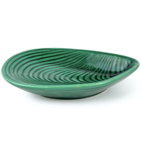 Vide-poche organique Vallauris en faïence vert profond Design 50 (profil)