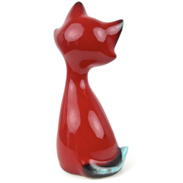 Chat stylisé rouge et bleu céramique italienne San Marino Mi-XXe Space Age (dos)