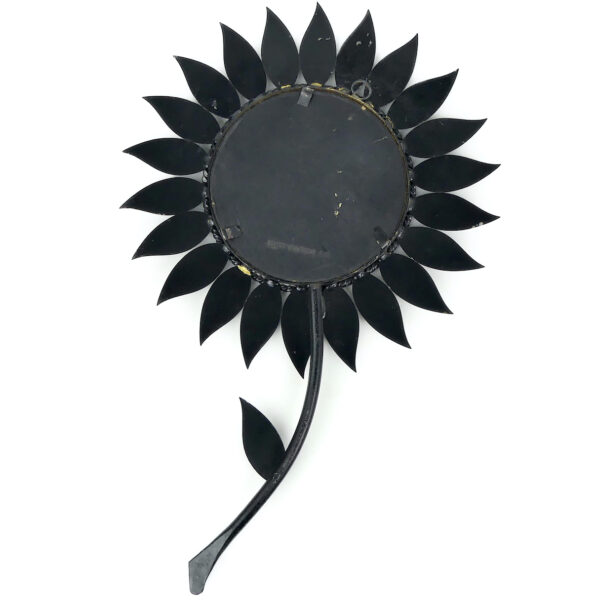 Petit miroir fleur Chaty Vallauris noir et or années 50 France (dos)