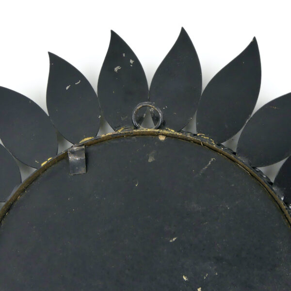 Petit miroir fleur Chaty Vallauris noir et or années 50 France (détail dos)