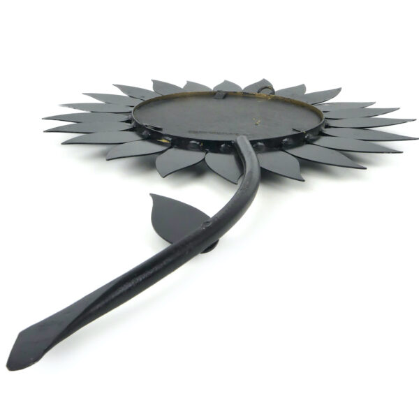 Petit miroir fleur Chaty Vallauris noir et or années 50 France (3/4 dos)
