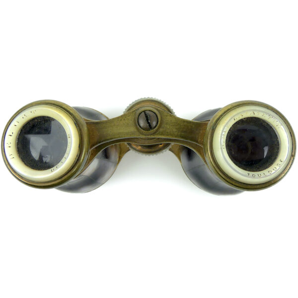 Paire de jumelles de théâtre en nacre et laiton Fin XIXe Lunettes d’opéra (dos)
