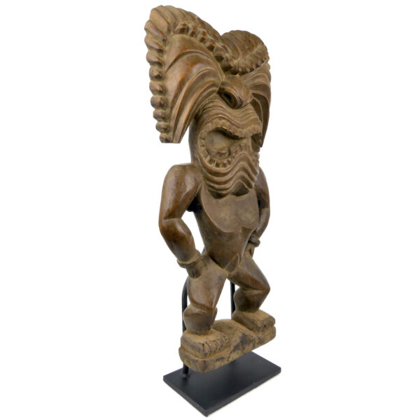 Importante statue Kū ka’ili moku ancienne en bois lourd Hawaii – Image 5
