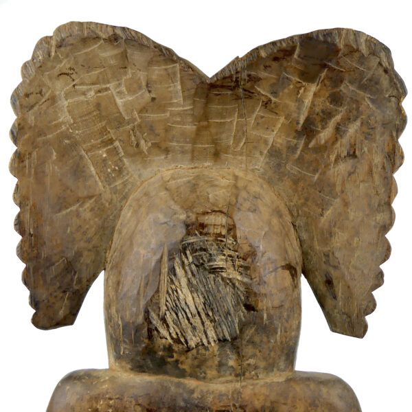Importante statue Kū ka’ili moku ancienne en bois lourd Hawaii (détail dos)