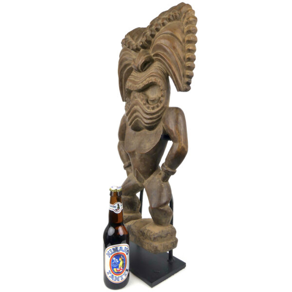 Importante statue Kū ka’ili moku ancienne en bois lourd Hawaii (proportion)
