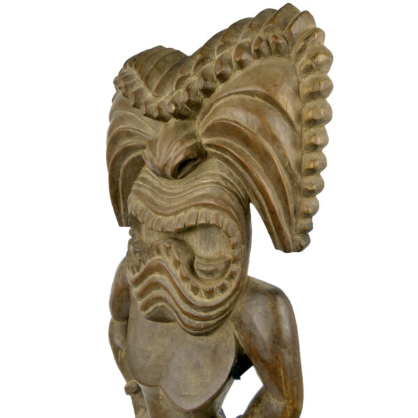 Importante statue Kū ka’ili moku ancienne en bois lourd Hawaii – Image 9