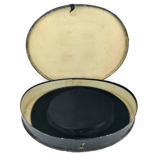 Chapeau claque ancien et boîte d’origine Gibus Début XXe Allemagne (ouverte)