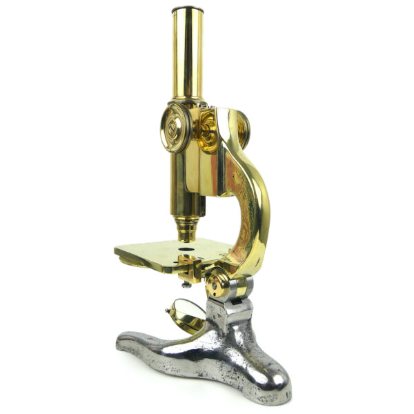 Microscope Chr. Kremp en laiton massif et acier dans son coffret XIXe (3/4 dos)