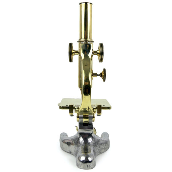 Microscope Chr. Kremp en laiton massif et acier dans son coffret XIXe (dos)