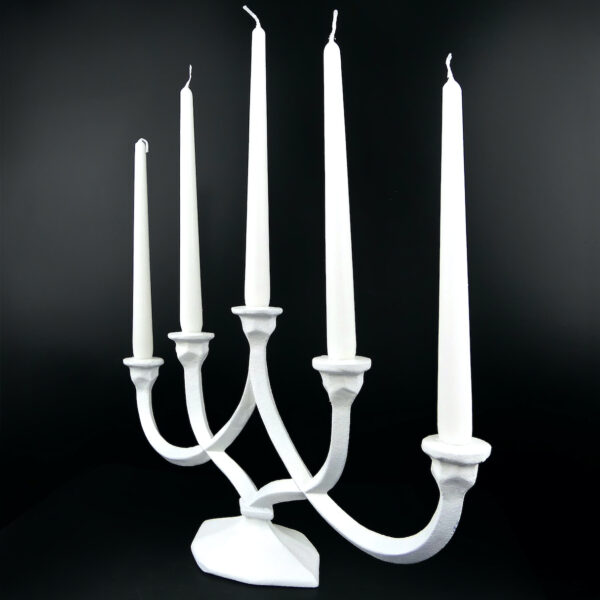 Candélabre en fonte chandelier blanc ancien à 5 branches Style brutaliste (3/4)