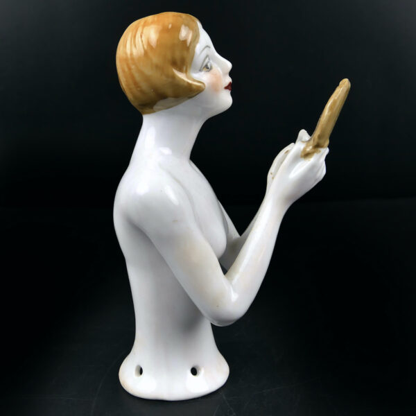 Demi-poupée élégante au miroir en porcelaine Art déco Half-Doll (profil)
