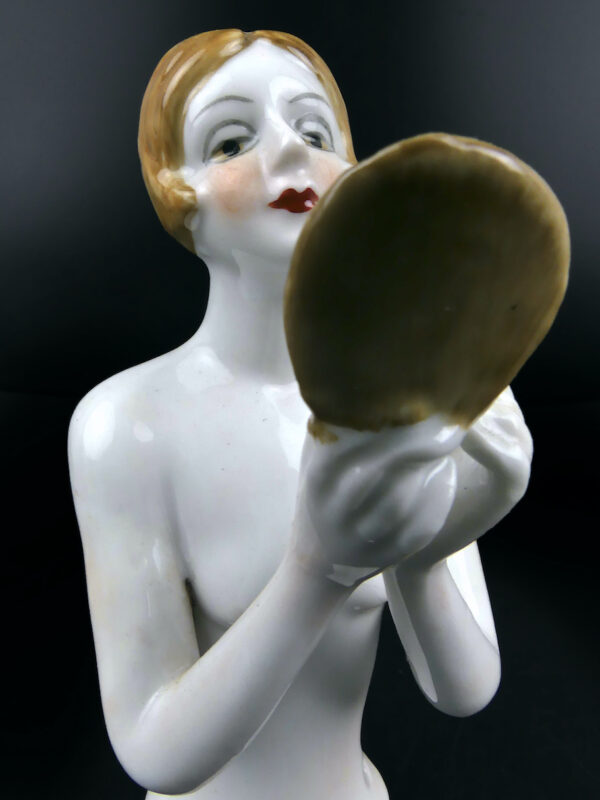 Demi-poupée élégante au miroir en porcelaine Art déco Half-Doll (3/4)