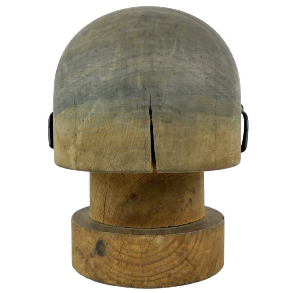 Monture d'ophtalmologie ancienne sur forme à chapeau en bois massif Marotte (dos)