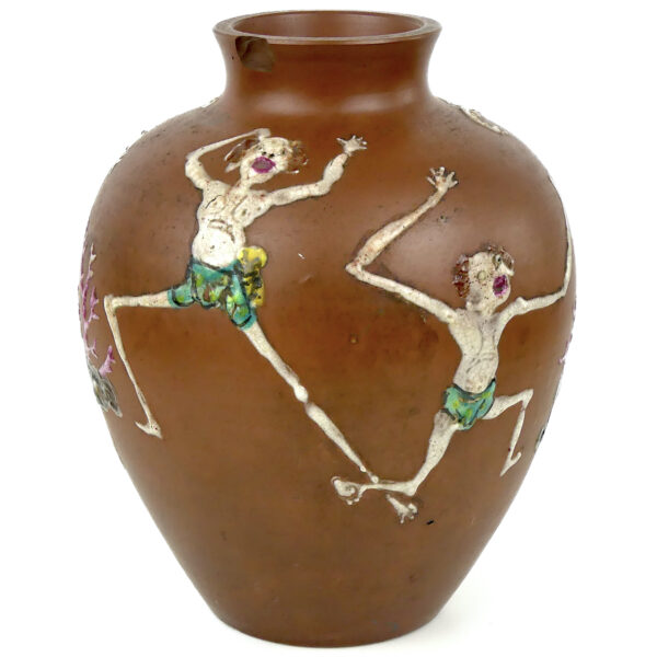 Pot japonais pieuvre géante et plongeurs en terre rouge Atelier de Kōzan Meiji (dos)