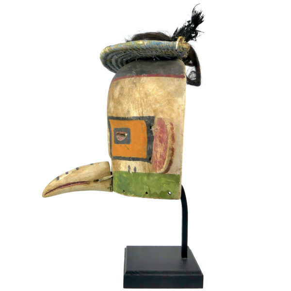 Grand masque esprit oiseau Hopi au long bec et grandes oreilles Tuhu Arizona (profil)