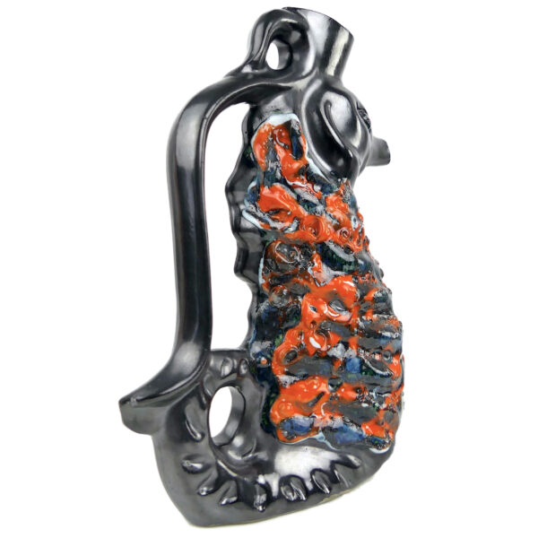 Pichet zoomorphe hippocampe en céramique Fat Lava Vallauris Mi-XXe (3/4 dos)