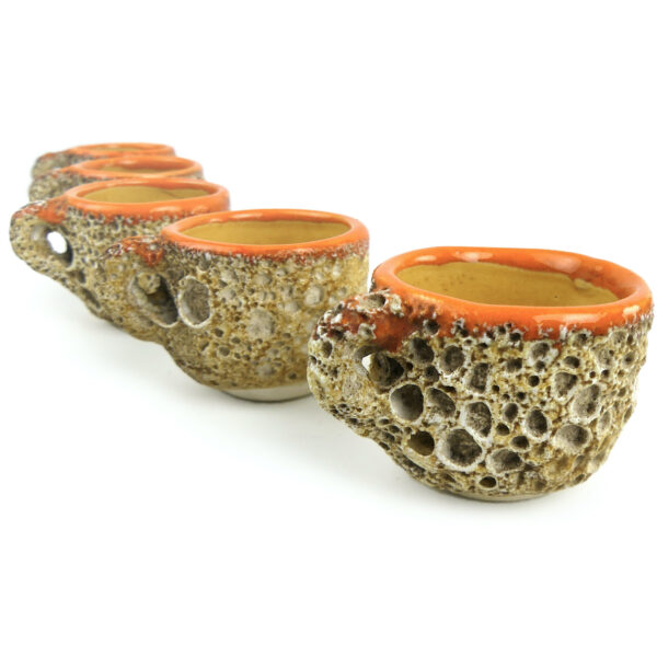 Service à liqueur en céramique Fat Lava - Vallauris - Style 50 /70 (5 tasses)