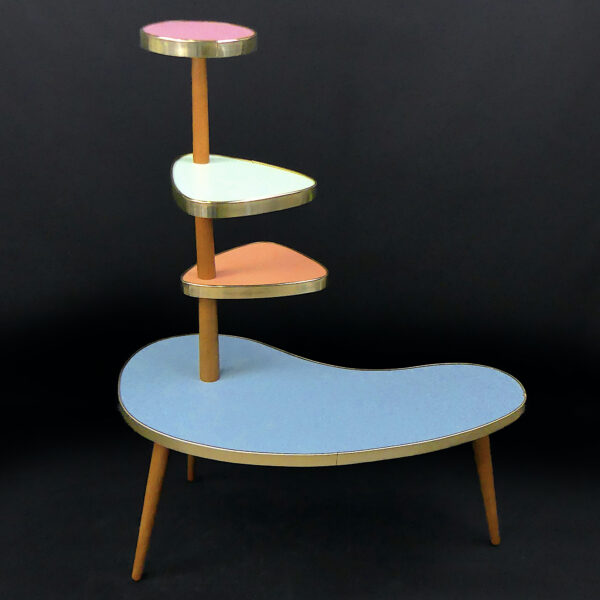 Sellette porte-plantes tripode à 4 plateaux multicolore (dos)