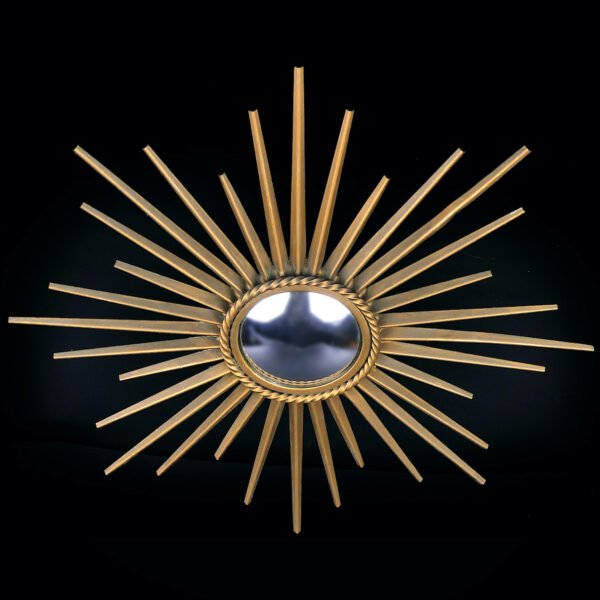 Miroir soleil Chaty Vallauris ancien œil de sorcière bombé - Déco 50 - France (dessus 3/4)