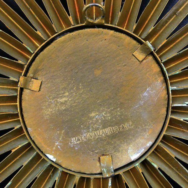 Miroir soleil Chaty Vallauris ancien œil de sorcière bombé - Déco 50 - France (détail dos)